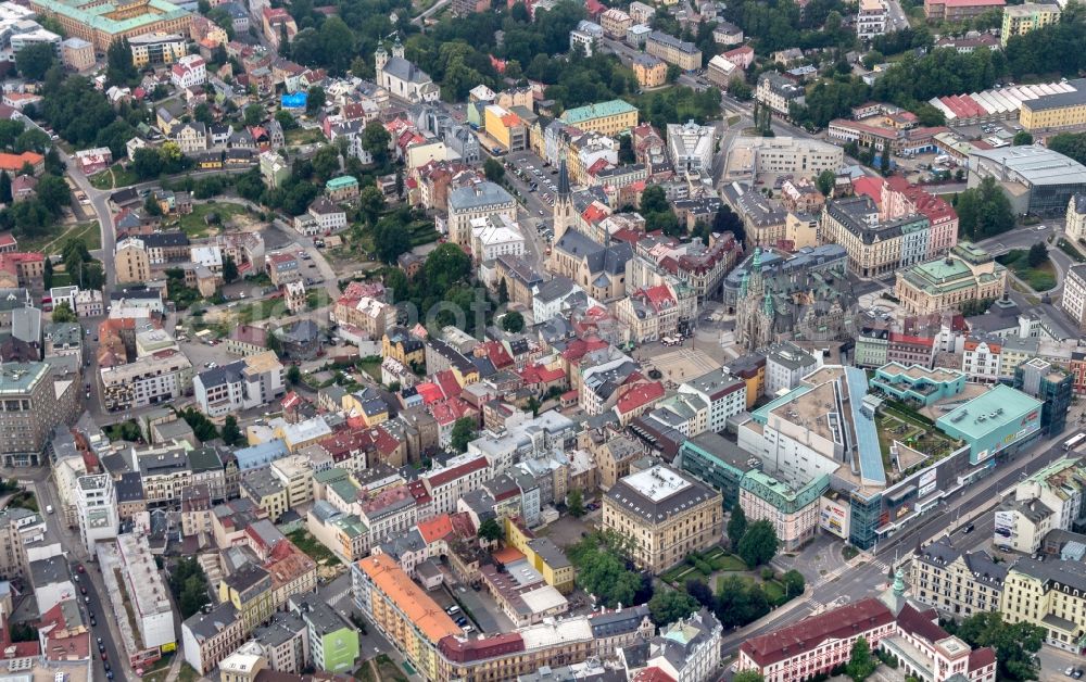 Aerial photograph Liberec - Old Town area and city center of in Liberec in Liberecky kraj, Czech Republic