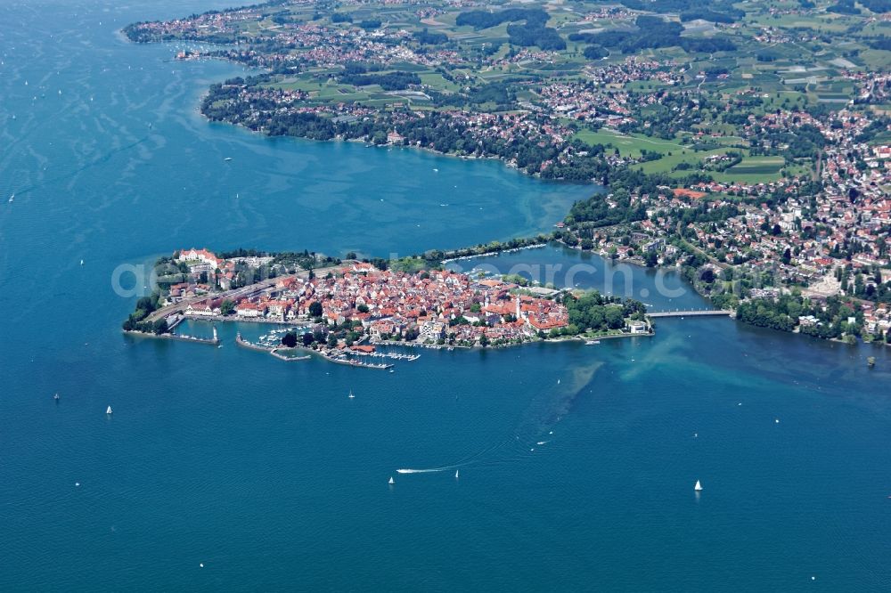 Lindau (Bodensee) from above - Island area Lindau with the village center in Lindau (Bodensee) in the state Bavaria, Germany