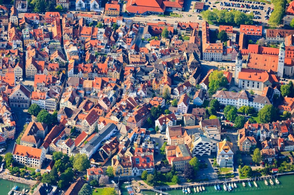 Lindau (Bodensee) from above - Old Town area and city center in Lindau (Bodensee) in the state , Germany