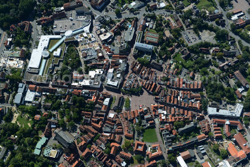 Lingen (Ems) from above - Old Town area and city center in Lingen (Ems) in Emsland in the state Lower Saxony, Germany