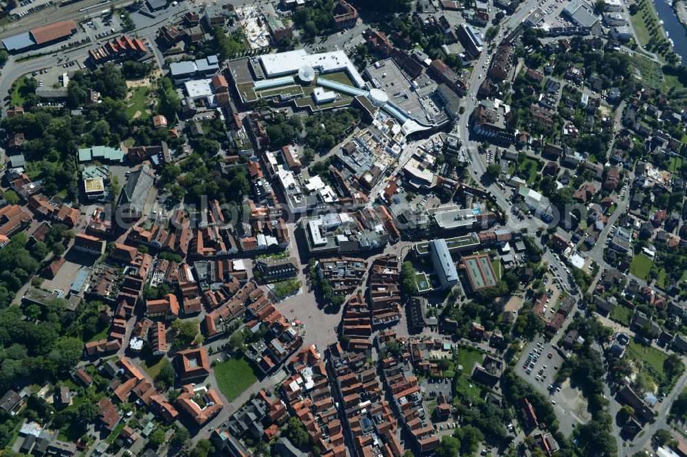 Aerial image Lingen (Ems) - Old Town area and city center in Lingen (Ems) in Emsland in the state Lower Saxony, Germany