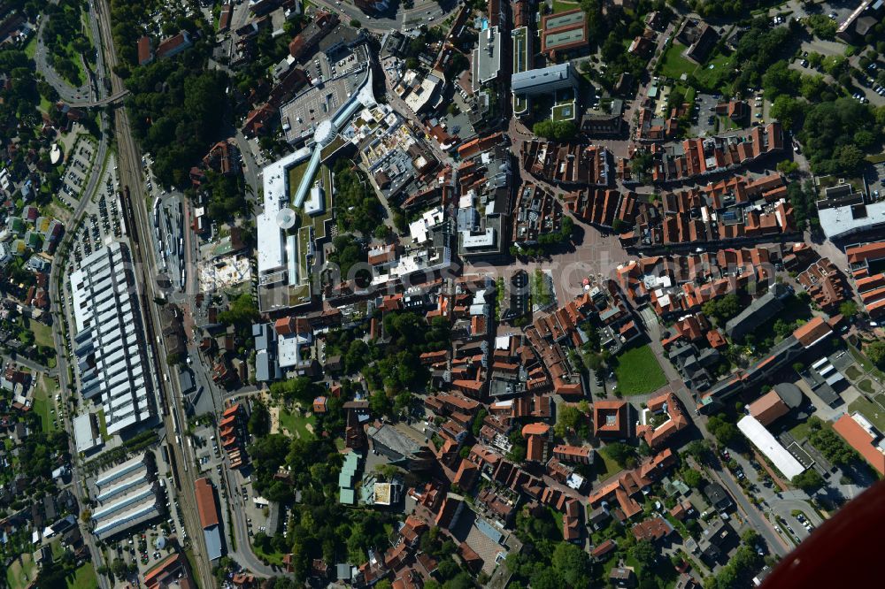 Aerial photograph Lingen (Ems) - Old Town area and city center in Lingen (Ems) in Emsland in the state Lower Saxony, Germany