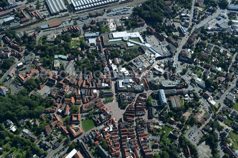 Lingen (Ems) from the bird's eye view: Old Town area and city center in Lingen (Ems) in Emsland in the state Lower Saxony, Germany