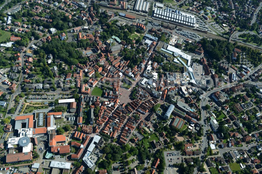 Aerial image Lingen (Ems) - Old Town area and city center in Lingen (Ems) in Emsland in the state Lower Saxony, Germany