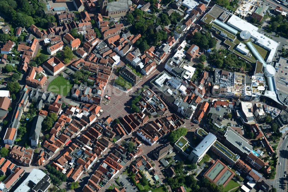 Aerial photograph Lingen (Ems) - Old Town area and city center in Lingen (Ems) in Emsland in the state Lower Saxony, Germany