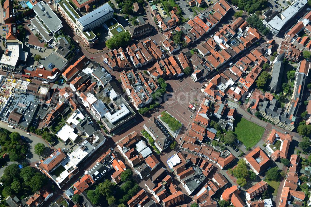 Aerial photograph Lingen (Ems) - Old Town area and city center in Lingen (Ems) in Emsland in the state Lower Saxony, Germany