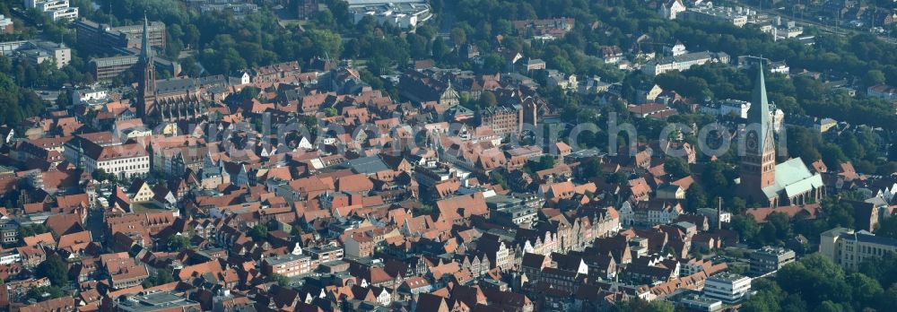 Aerial photograph Lüneburg - Old Town area and city center in Lueneburg in the state Lower Saxony