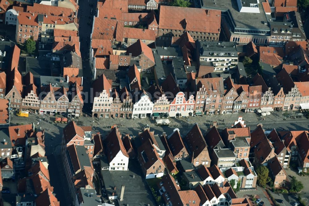 Lüneburg from above - Old Town area and city center in Lueneburg in the state Lower Saxony