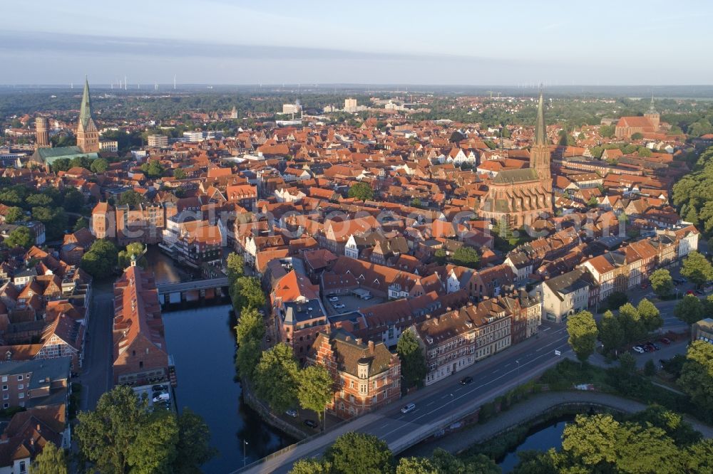 Aerial image Lüneburg - Old Town area and city center in Lueneburg in the state Lower Saxony