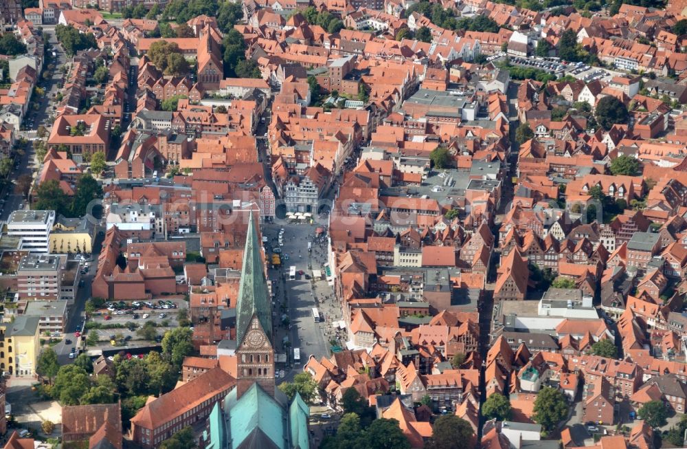 Aerial image Lüneburg - Old Town area and city center of Lueneburg in the state Lower Saxony, Germany