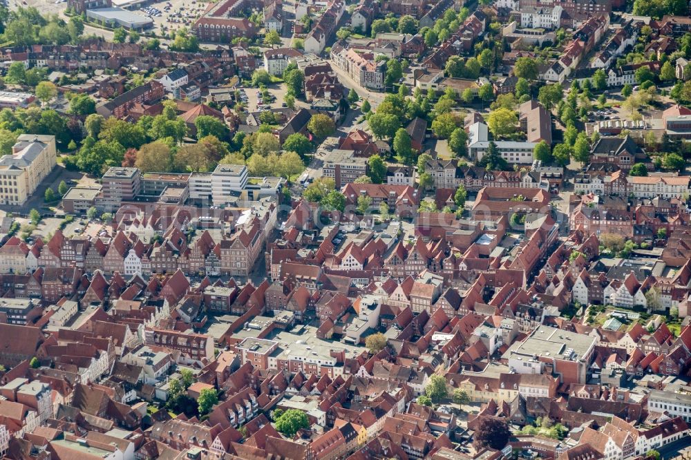 Aerial image Lüneburg - Old Town area and city center of Lueneburg in the state Lower Saxony, Germany