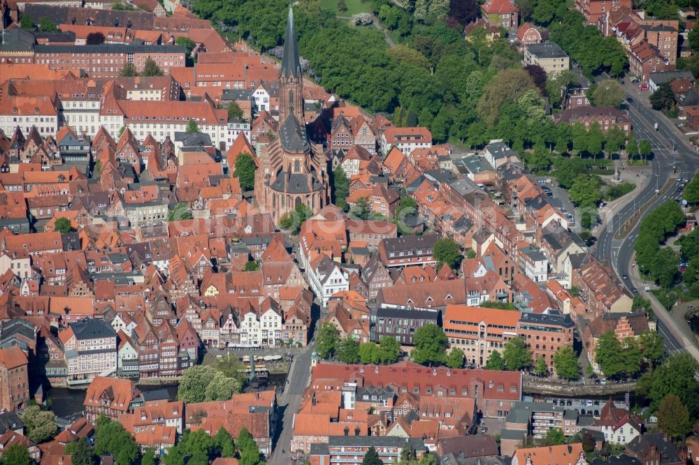 Aerial image Lüneburg - Old Town area and city center of Lueneburg in the state Lower Saxony, Germany