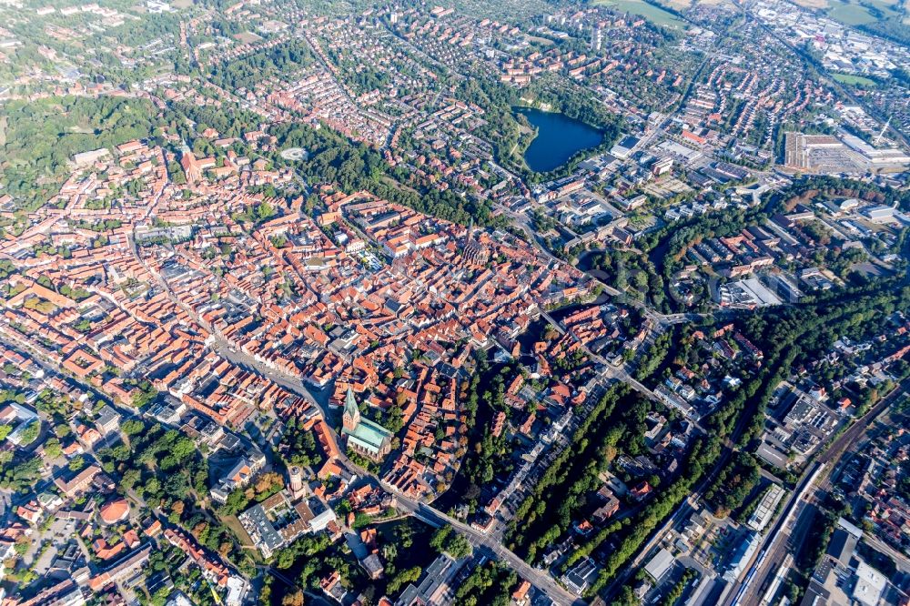 Aerial image Lüneburg - Old Town area and city center in Lueneburg in the state Lower Saxony, Germany