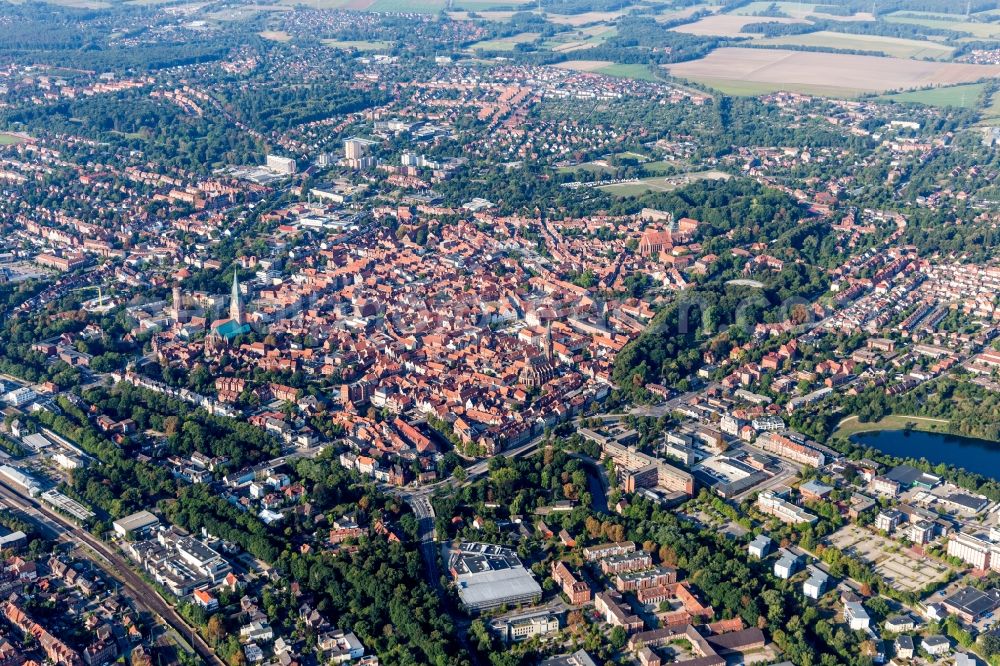 Aerial image Lüneburg - Old Town area and city center in Lueneburg in the state Lower Saxony, Germany