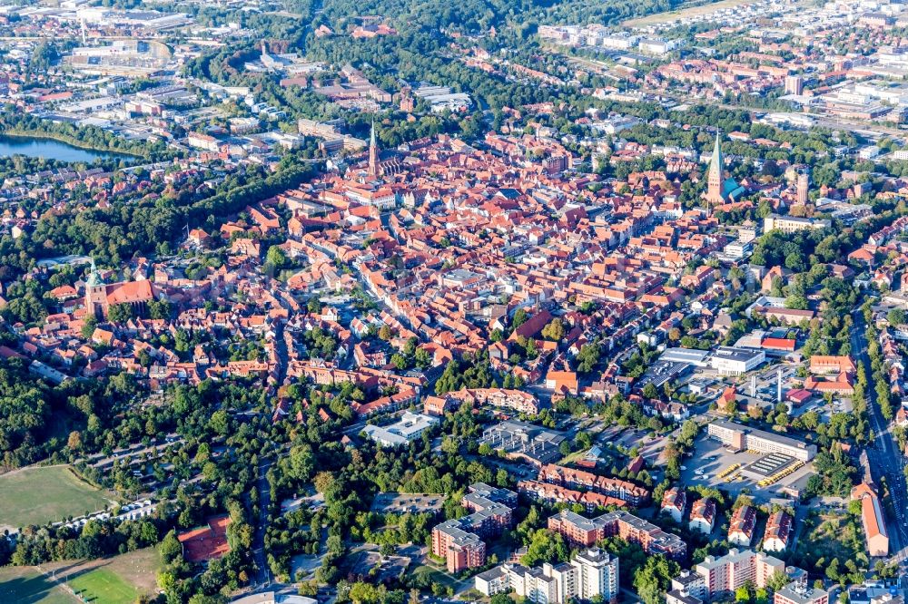 Aerial image Lüneburg - Old Town area and city center in Lueneburg in the state Lower Saxony, Germany