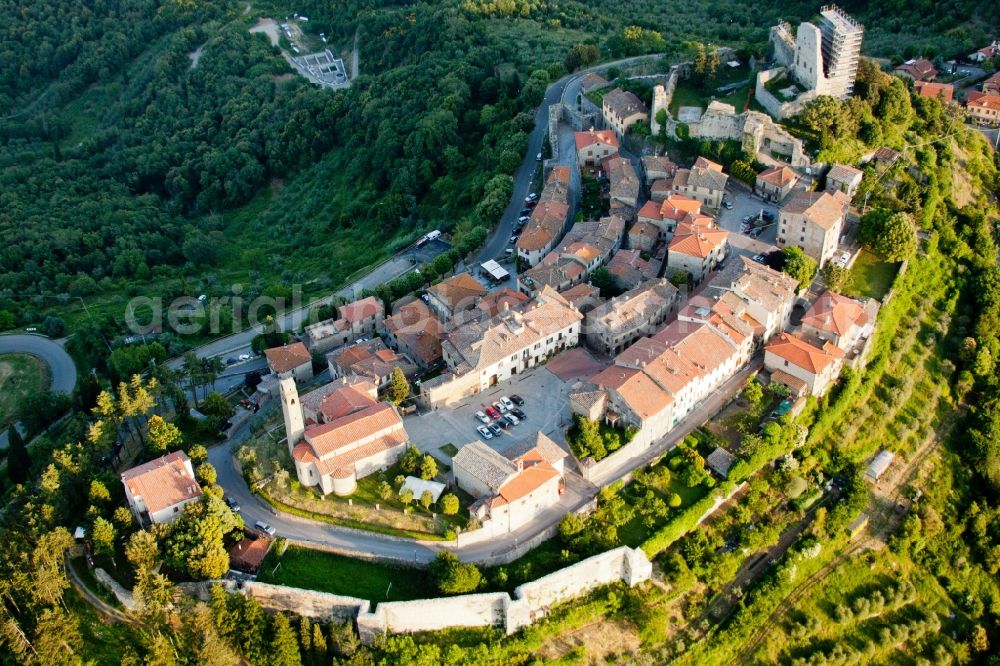 Aerial image Lucignano - Old Town area and city center in Lucignano in Toscana, Italy