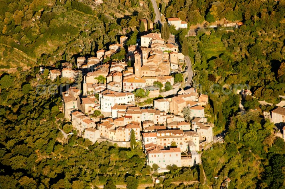 Lucignano from the bird's eye view: Old Town area and city center in Lucignano in Toscana, Italy