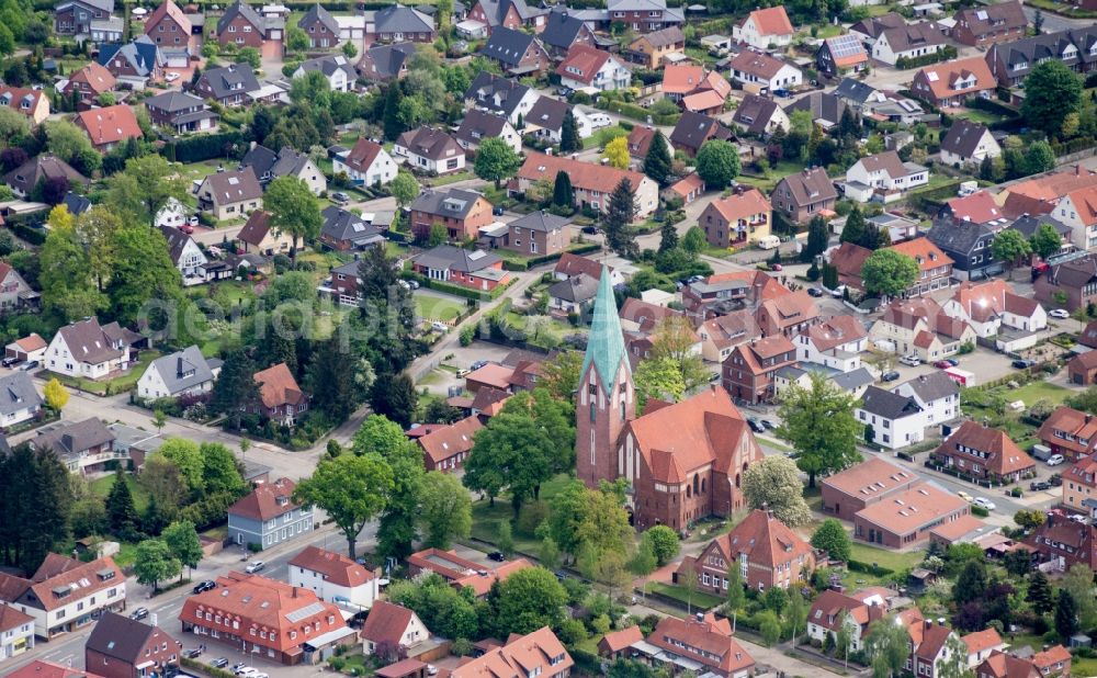 Aerial photograph Soltau - Old Town area and city center with Lutherkirche in Soltau in the state Lower Saxony, Germany