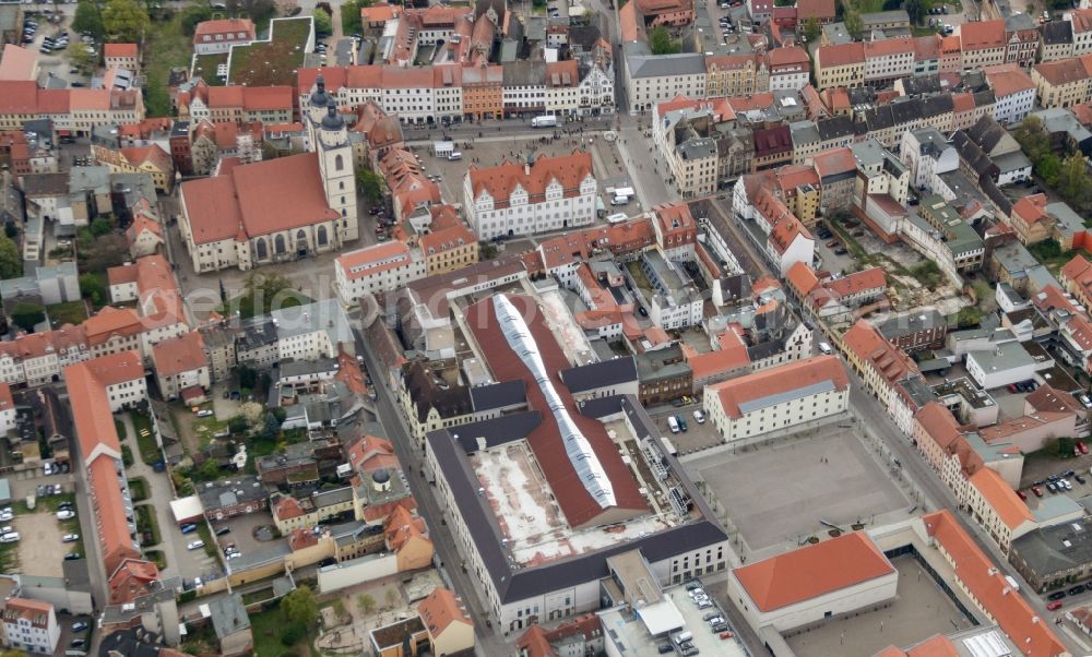 Lutherstadt Wittenberg from above - Old Town area and city center in Lutherstadt Wittenberg in the state Saxony-Anhalt