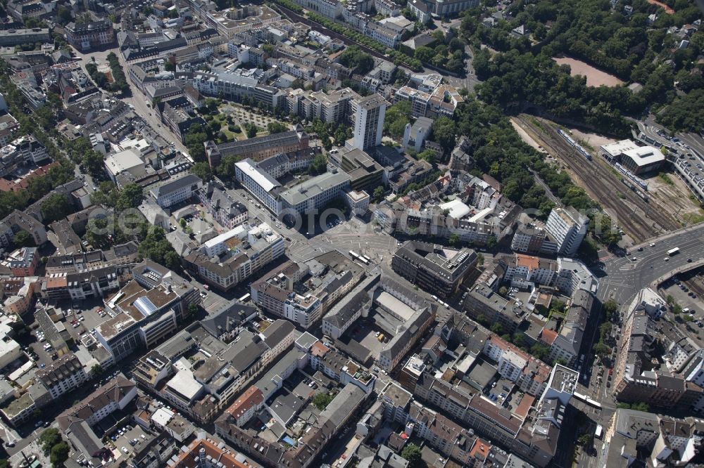 Mainz from the bird's eye view: Old Town area and city center near Muensterplatz in Mainz in the state Rhineland-Palatinate