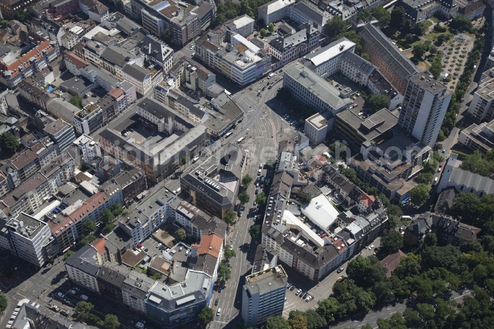 Aerial photograph Mainz - Old Town area and city center near Muensterplatz in Mainz in the state Rhineland-Palatinate