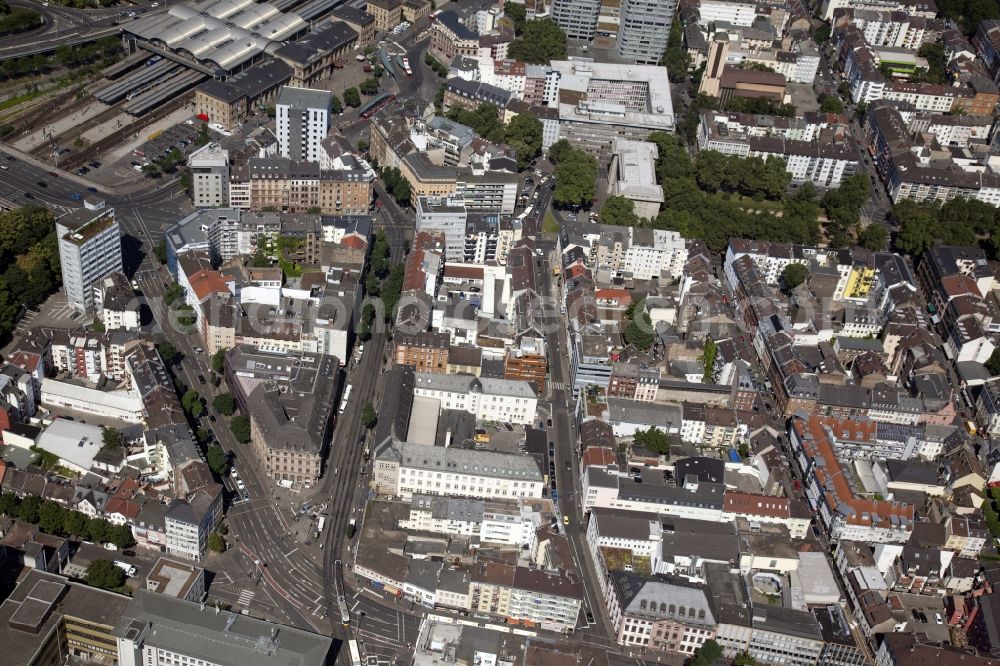 Mainz from above - Old Town area and city center near Muensterplatz in Mainz in the state Rhineland-Palatinate