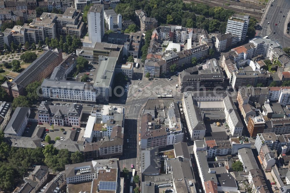 Mainz from the bird's eye view: Old Town area and city center near Muensterplatz in Mainz in the state Rhineland-Palatinate