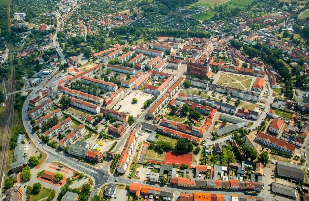 Aerial photograph Malchin - Old Town area and city center in Malchin in the state Mecklenburg - Western Pomerania