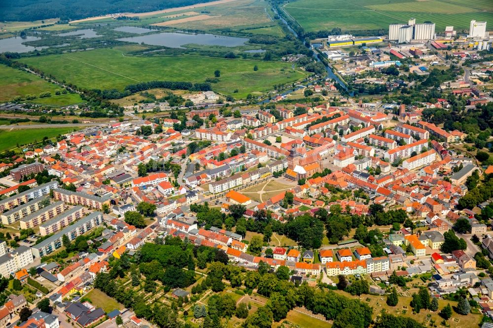 Malchin from the bird's eye view: Old Town area and city center in Malchin in the state Mecklenburg - Western Pomerania