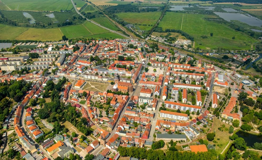 Aerial image Malchin - Old Town area and city center in Malchin in the state Mecklenburg - Western Pomerania