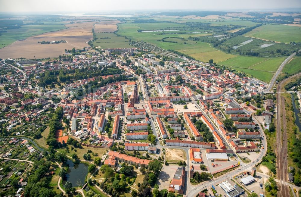 Aerial photograph Malchin - Old Town area and city center in Malchin in the state Mecklenburg - Western Pomerania