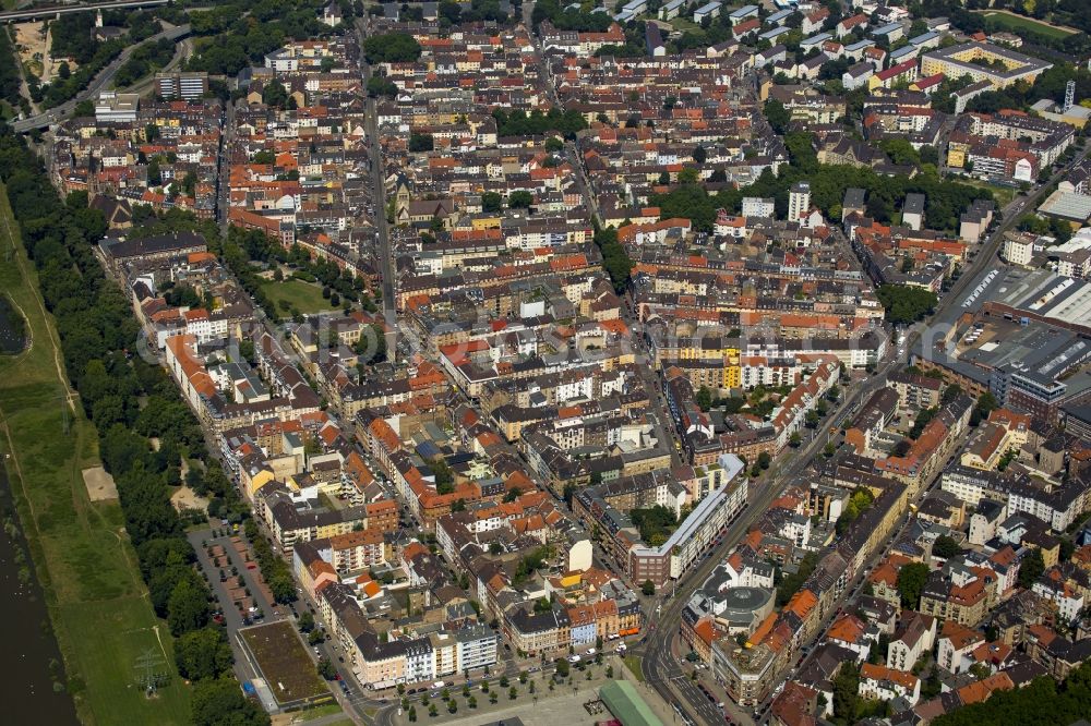 Mannheim from the bird's eye view: Old Town area and city center in Mannheim in the state Baden-Wuerttemberg