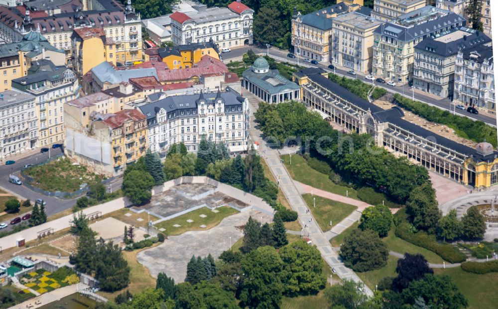 Marianske Lazne from above - Old Town area and city center of Kurorts Marienbad in Marianske Lazne in Cechy - Boehmen, Czech Republic