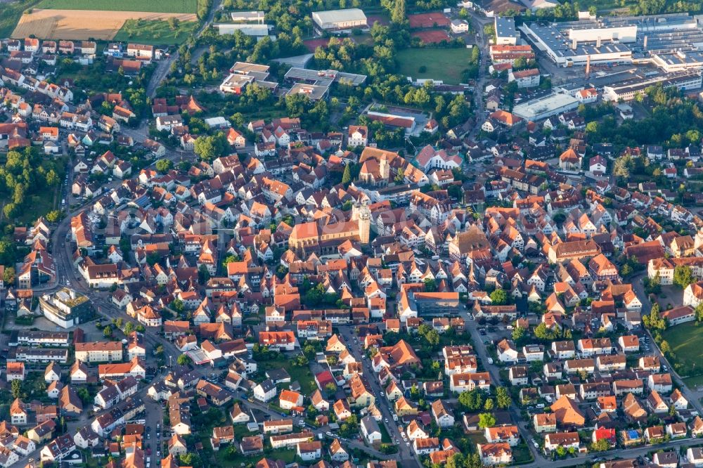 Markgröningen from above - Old Town area and city center of Markgroeningen in the state Baden-Wuerttemberg, Germany