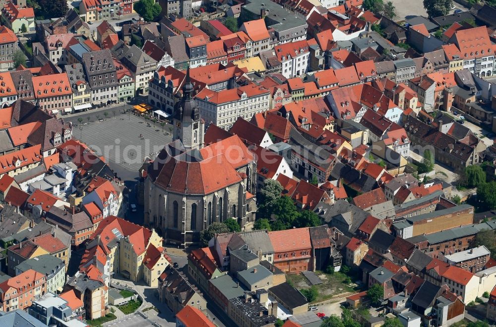 Aerial photograph Naumburg (Saale) - Old Town area and city center with market place und church St.Wenzel in Naumburg (Saale) in the state Saxony-Anhalt, Germany