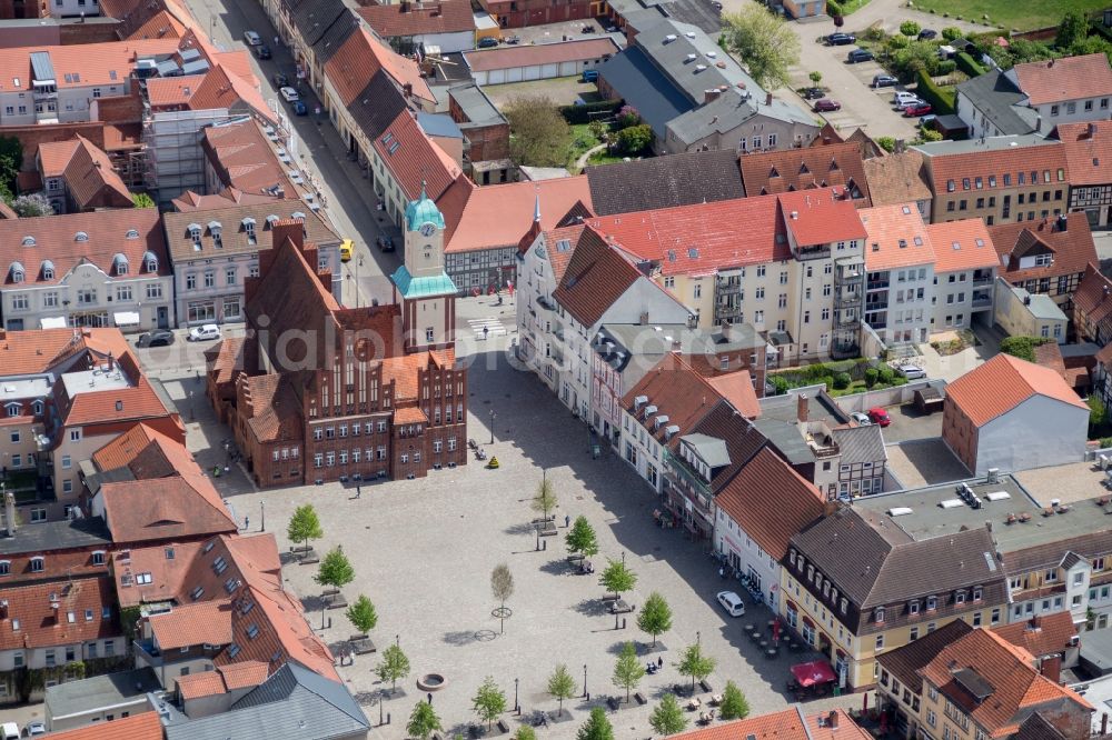 Wittstock/Dosse from above - Old Town area and city center with Marktplatz and Rathaus in Wittstock/Dosse in the state Brandenburg, Germany