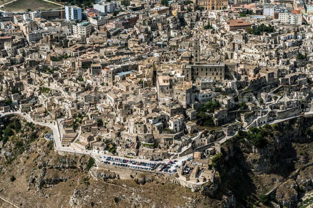 Aerial image Matera - Old Town area and city center in Matera in Italy