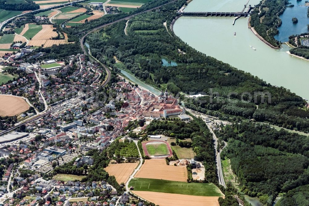 Aerial image Melk - Old Town area and city center in Melk in Lower Austria, Austria