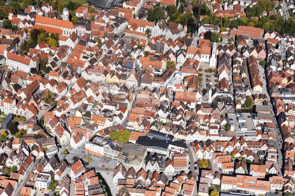 Memmingen from above - Old Town area and city center in Memmingen in the state Bavaria, Germany