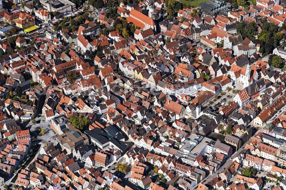 Aerial photograph Memmingen - Old Town area and city center in Memmingen in the state Bavaria, Germany