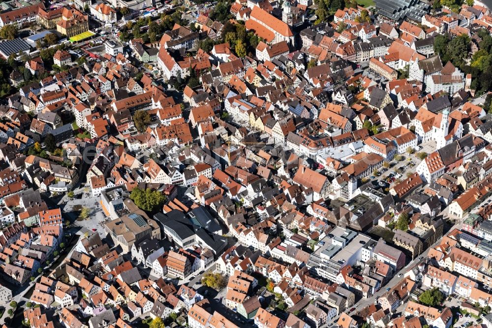 Memmingen from above - Old Town area and city center in Memmingen in the state Bavaria, Germany