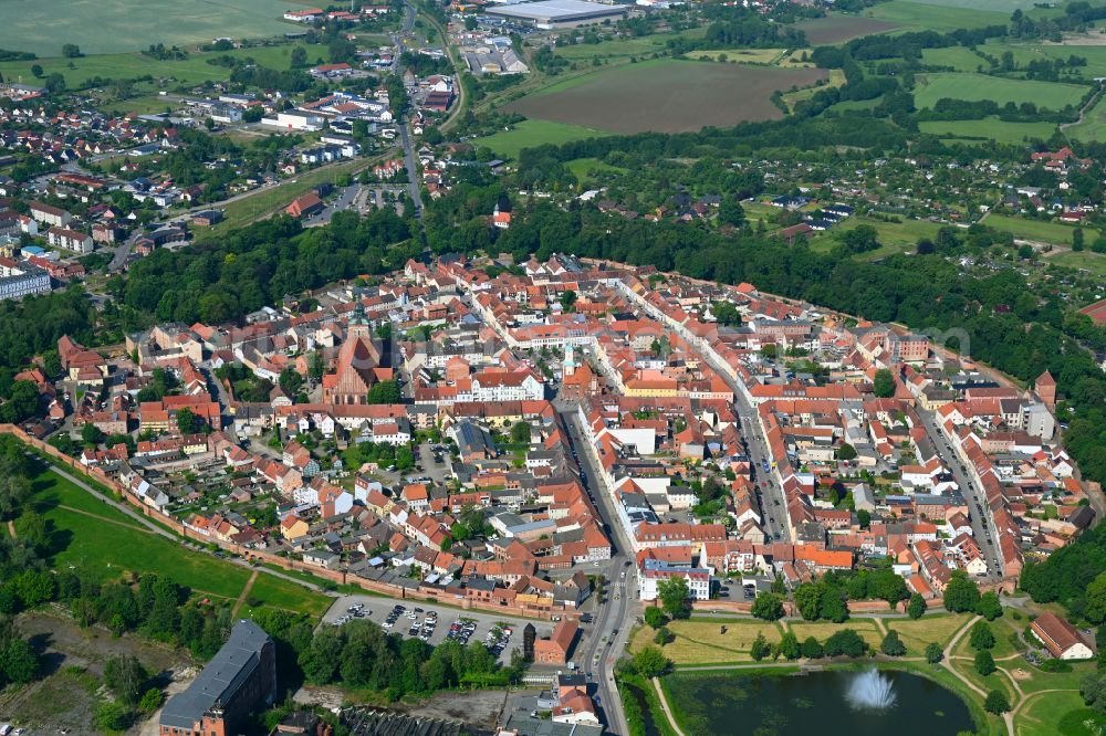 Aerial image Meseberg - Old Town area and city center in Meseberg in the state Brandenburg, Germany