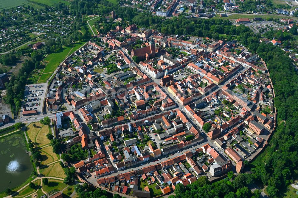 Meseberg from above - Old Town area and city center in Meseberg in the state Brandenburg, Germany