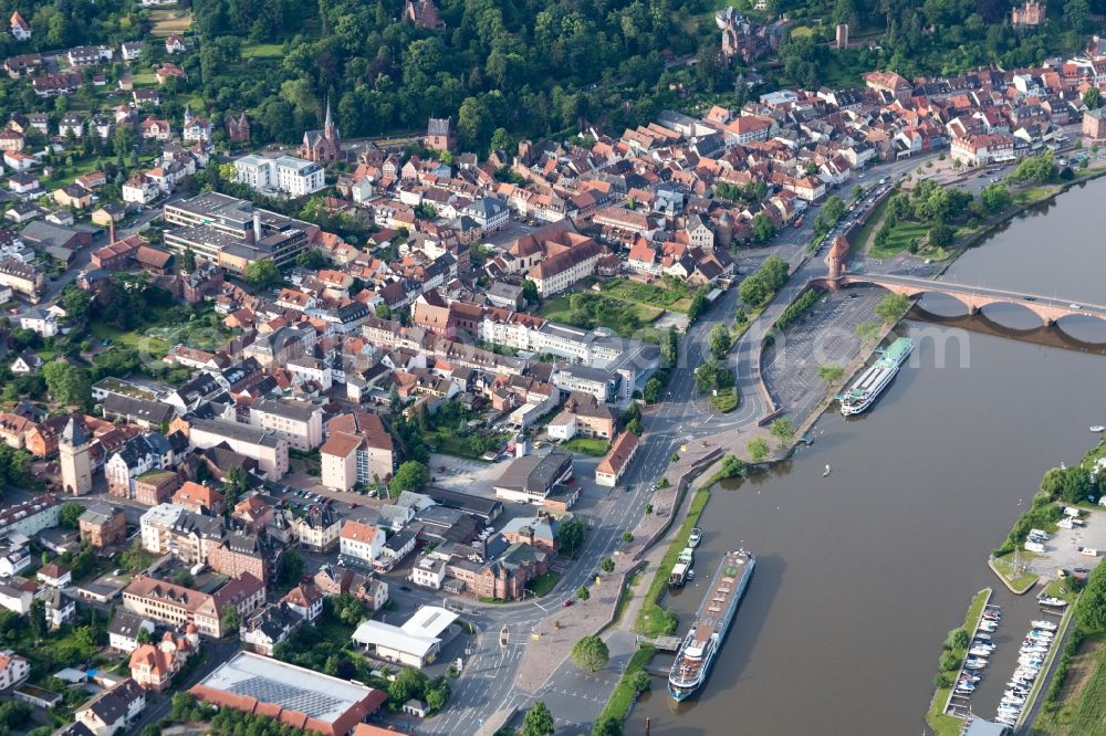 Aerial photograph Miltenberg - Old Town area and city center in Miltenberg in the state Bavaria, Germany