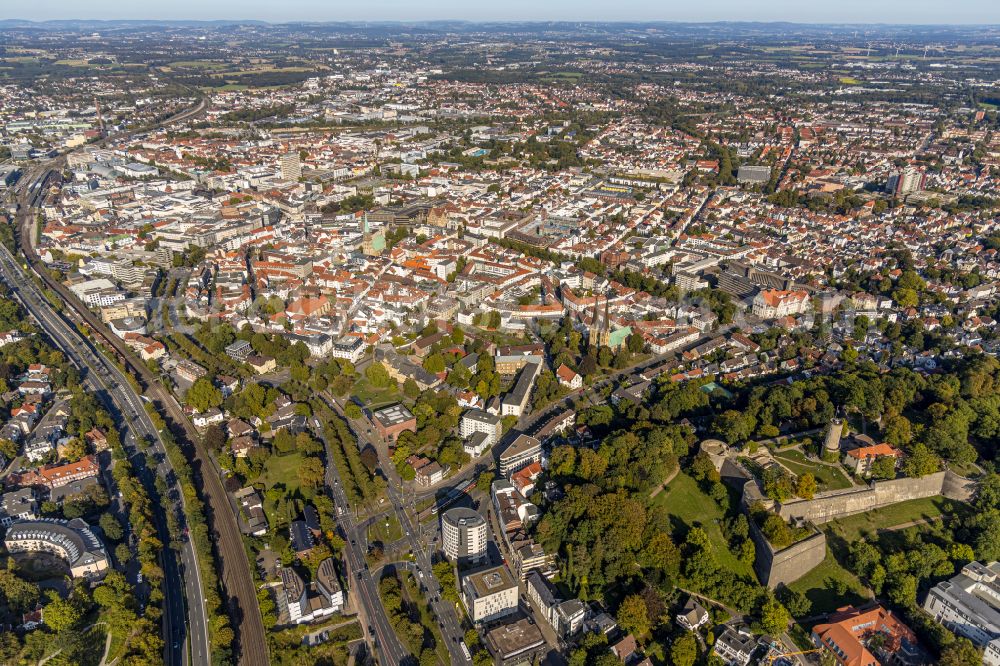 Aerial photograph Mitte - Old Town area and city center in Mitte in the state North Rhine-Westphalia, Germany