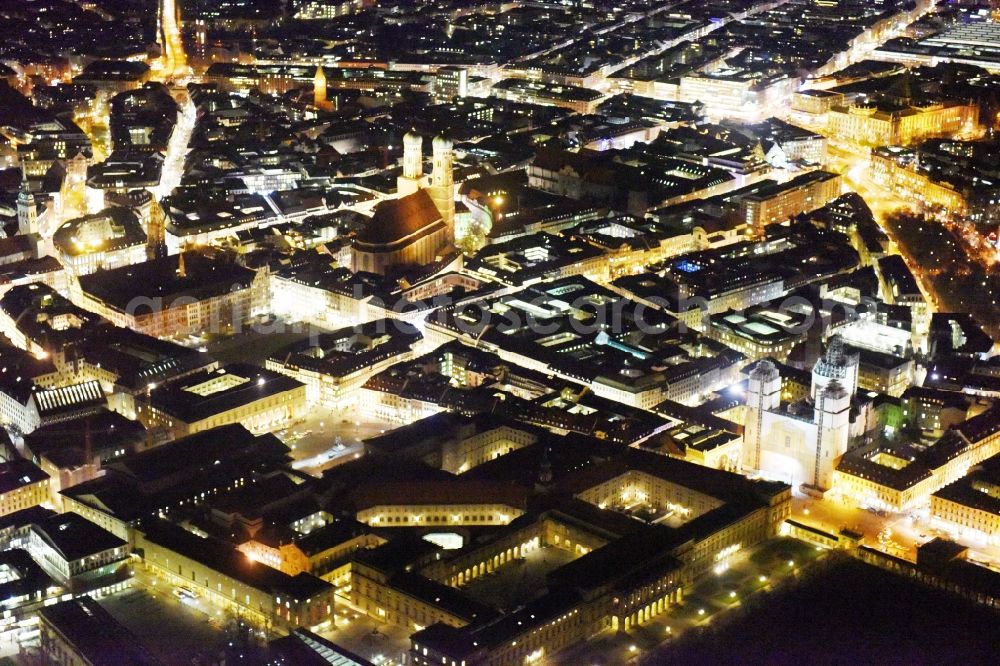 München from the bird's eye view: Old Town area and city center in Munich in the state Bavaria