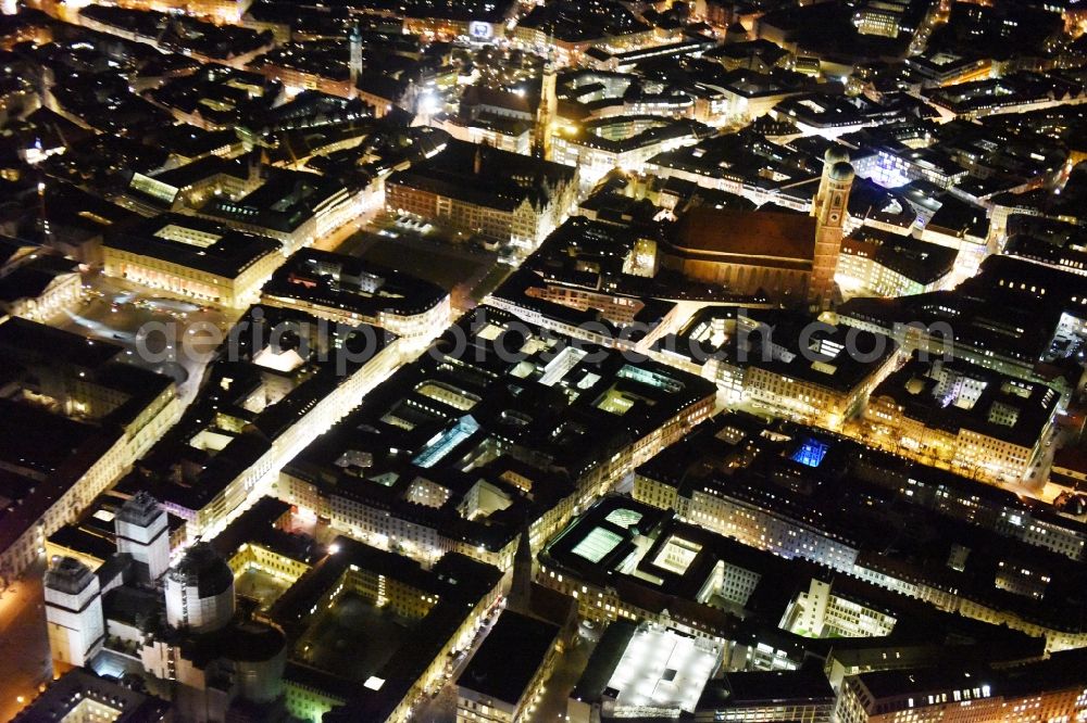 München from the bird's eye view: Old Town area and city center in Munich in the state Bavaria