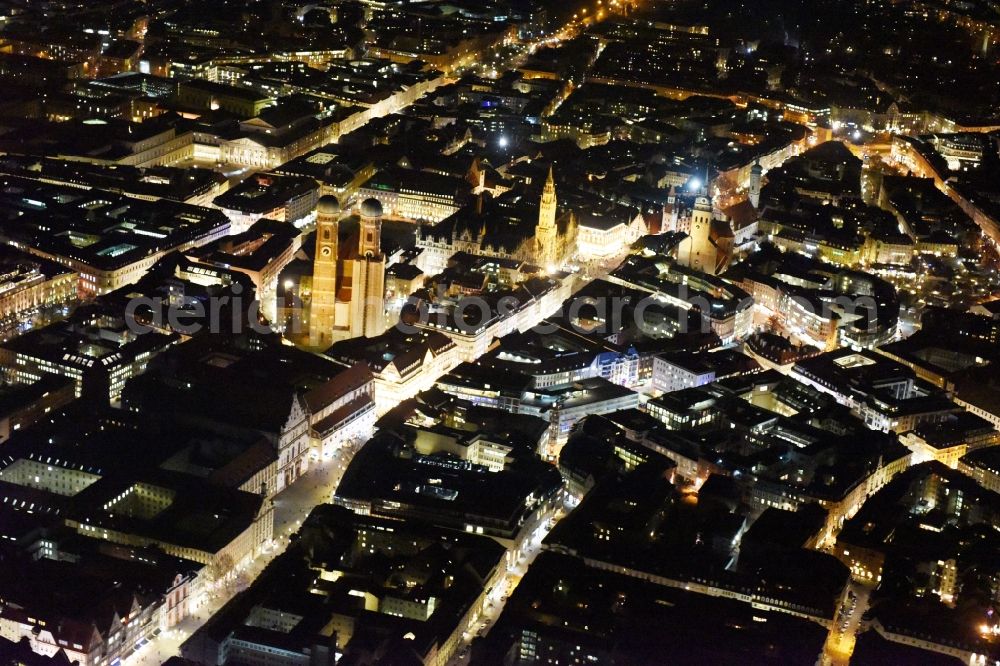 München from above - Old Town area and city center in Munich in the state Bavaria