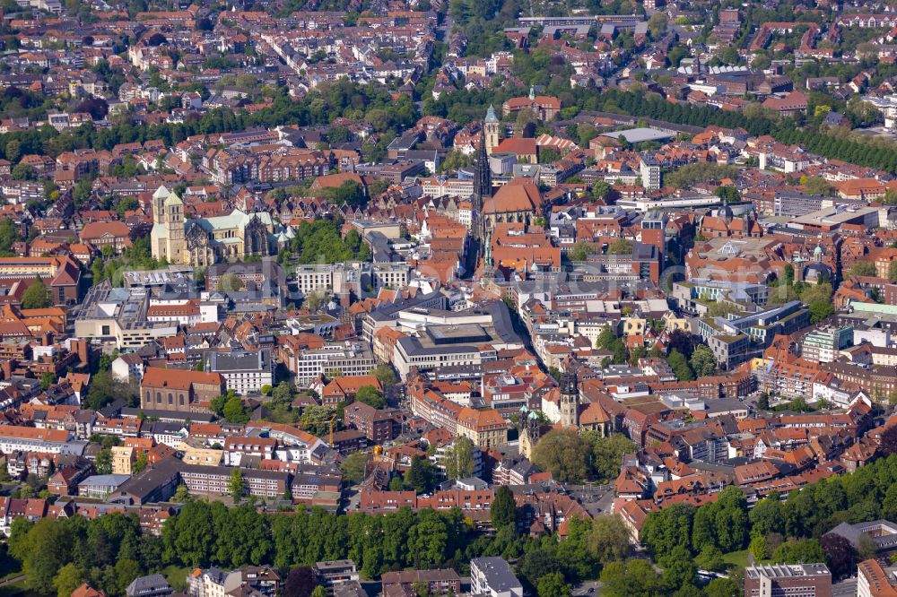 Aerial image Münster - Old Town area and city center in Muenster in the state North Rhine-Westphalia, Germany