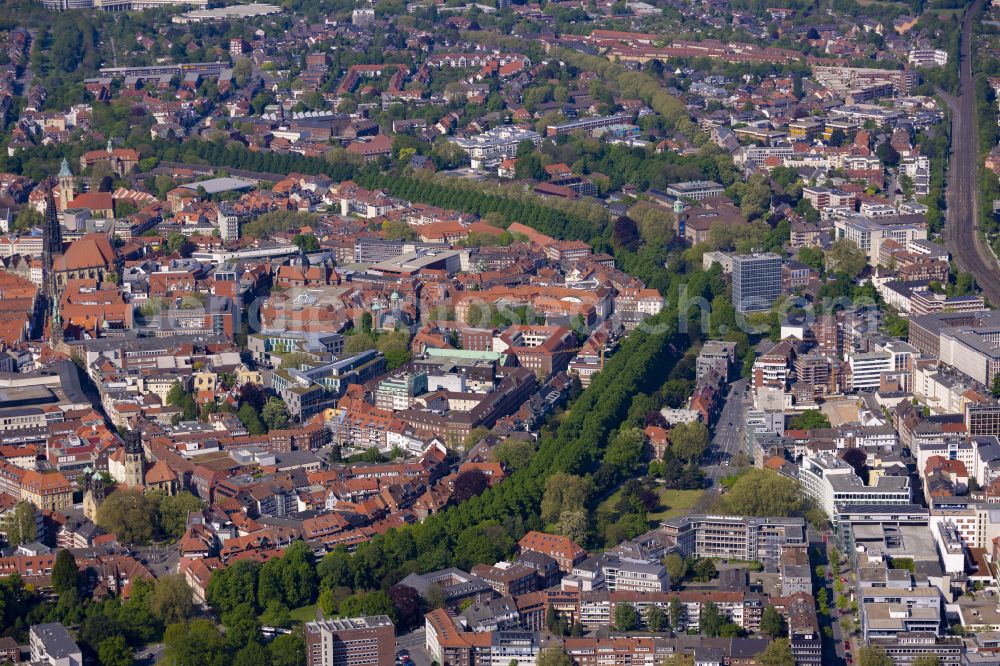 Aerial photograph Münster - Old Town area and city center in Muenster in the state North Rhine-Westphalia, Germany